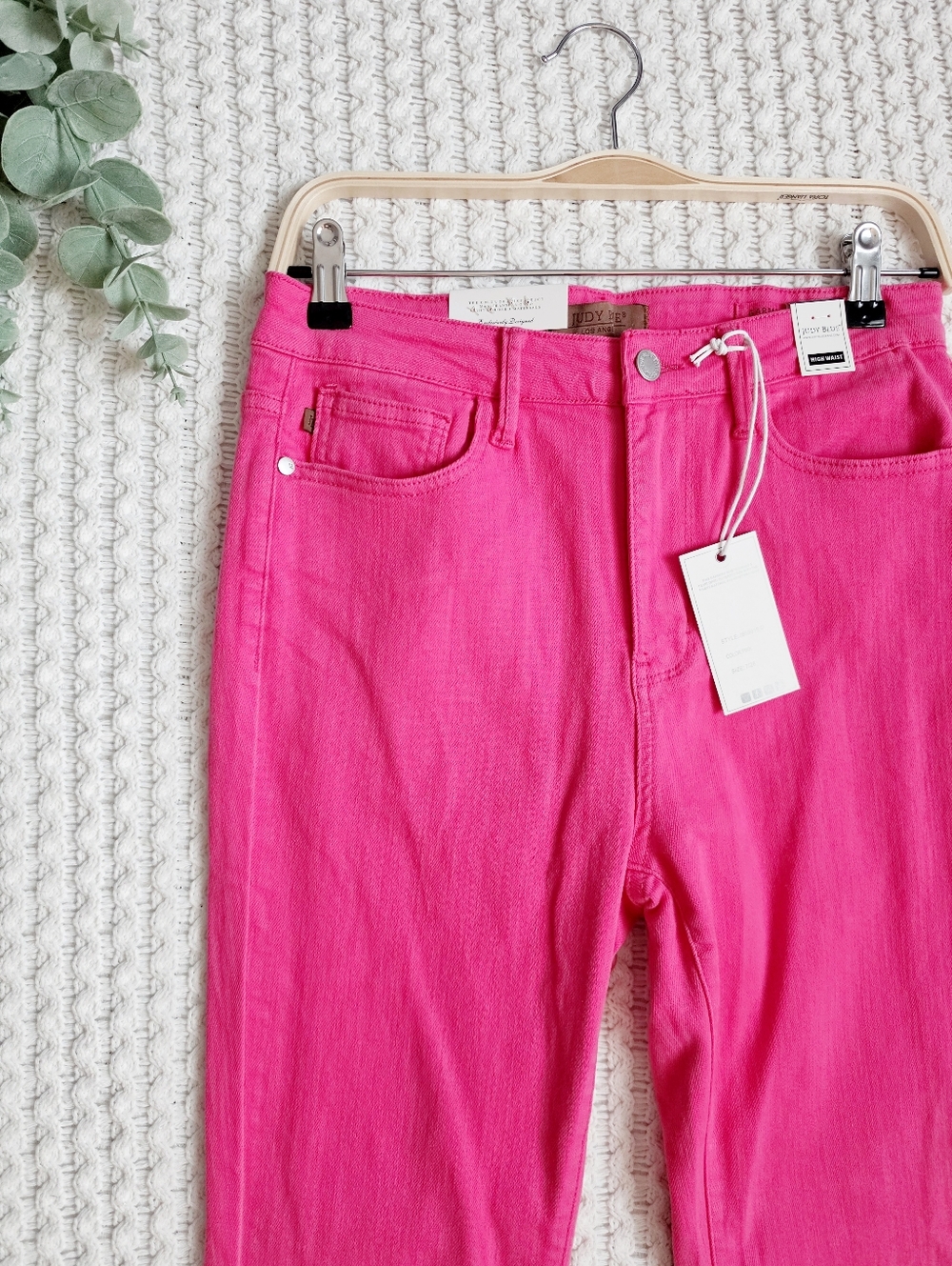 Judy Blue High Rise Garment Dyed Hot Pink Flare Jeans Stretch Barbie 7/28 NWT - Picture 3 of 7